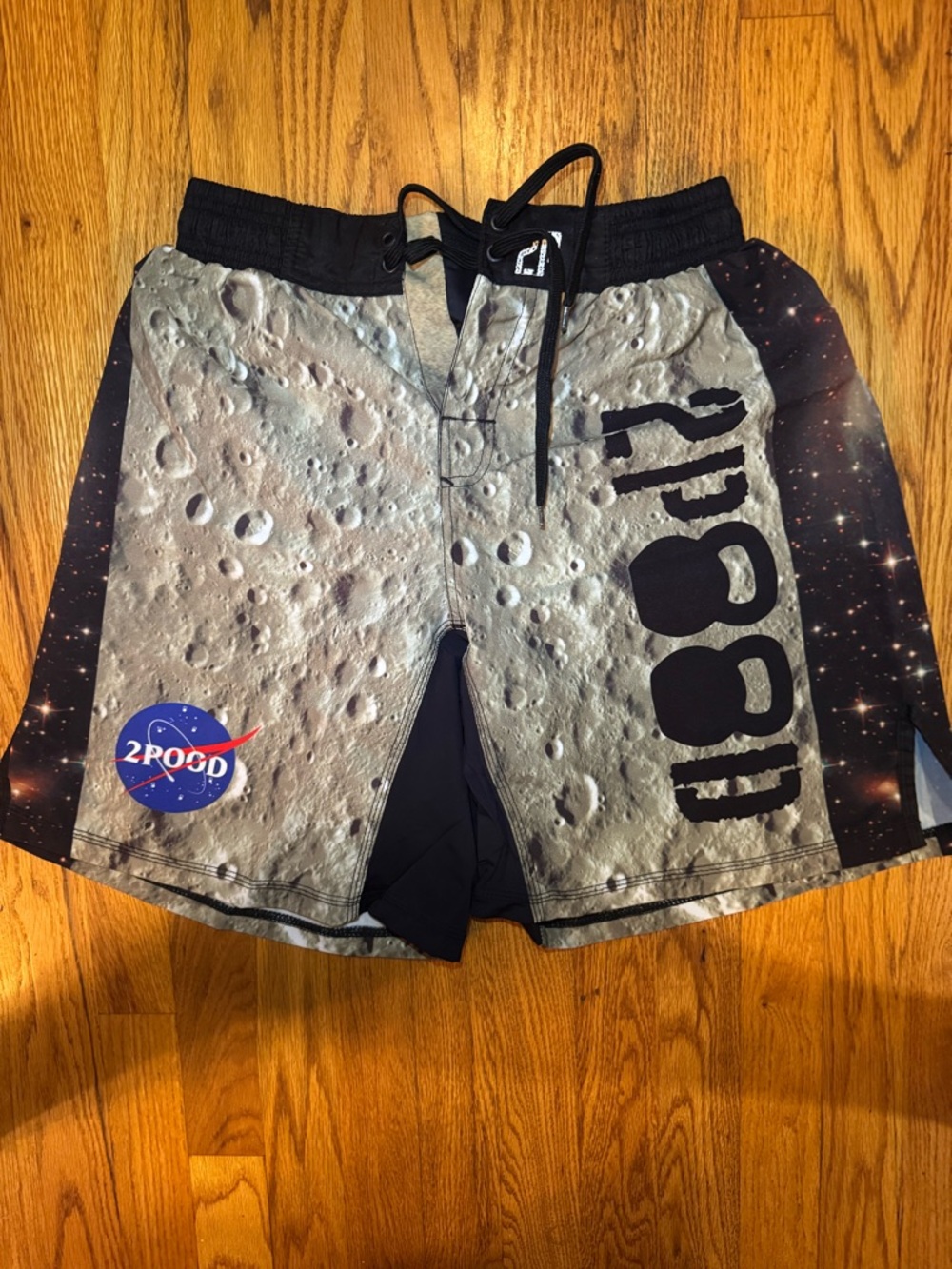 Moon Print Athletic Shorts - Gray/Black
